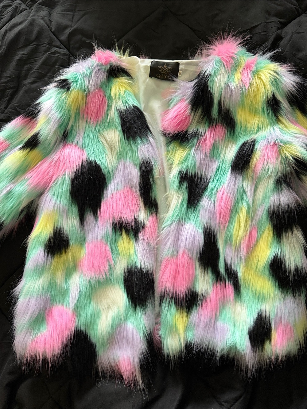 Kids Pastel Multicolor Faux Fur Coat by (Unknown)